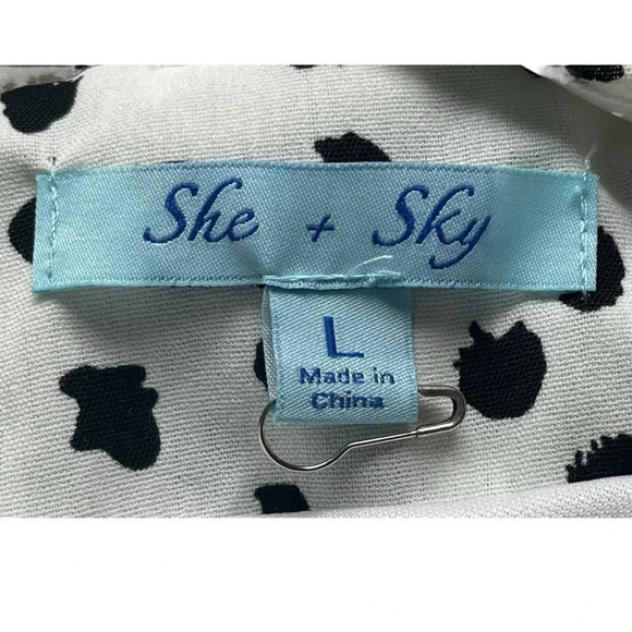 She + Sky Black and White Spotted Short Open Back Romper Women‎ Size Large NWT - Picture 8 of 10